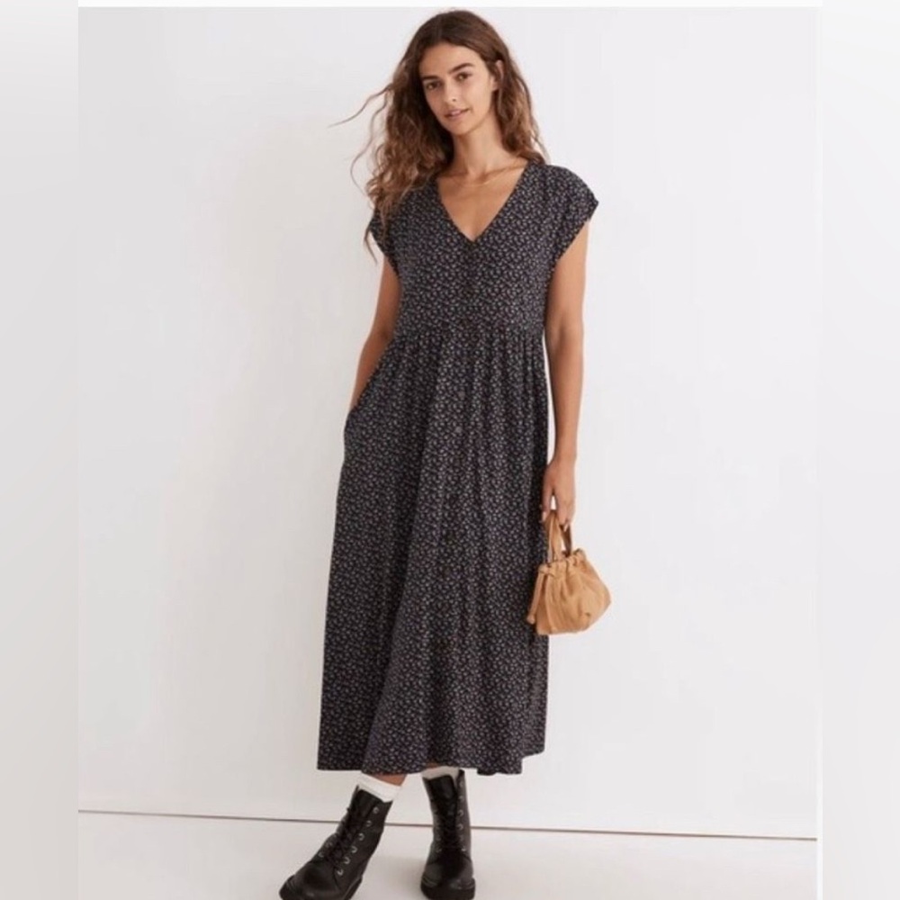 Madewell Button-Front Midi Dress in Campden Daisies Size S ditzy floral